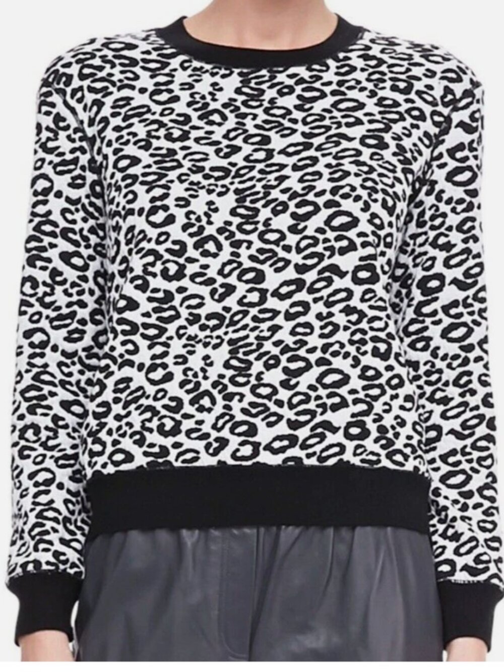 Rebecca Taylor Animal Print Sweatshirt XS Black White Long Sleeve Pullover